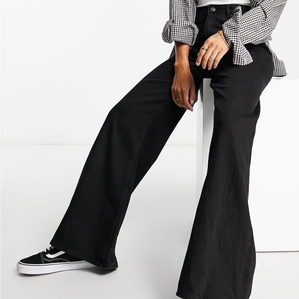 ASOS Black Flare Wide-Leg Jeans